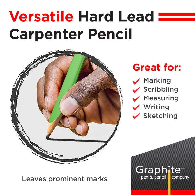 GRAPHITE Hard Lead Carpenter Pencil #2 Lumber Pencil (1) Pack of 12 PCS - Industrial Pencil Wood Flooring Marker for Wood Working Tools Marking & Concrete Marking - Neon Green - Image 4